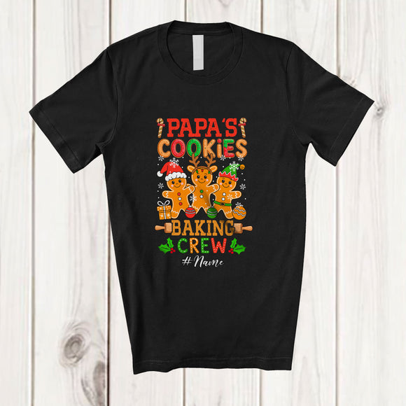MacnyStore - Personalized Custom Name Papa's Cookie Baking Crew; Lovely Christmas Three Gingerbread Family T-Shirt