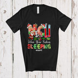MacnyStore - Personalized Custom Name NICU When You're Sleeping; Humorous Christmas Snowing Santa Nurse T-Shirt