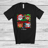 MacnyStore - Personalized Custom Name Merry Christmas; Lovely Santa Elf Reindeer Snowman Face T-Shirt