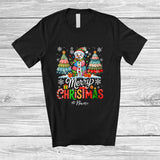 MacnyStore - Personalized Custom Name Merry Christmas; Amazing X-mas Tree Plaid Snowman Lover; Family T-Shirt