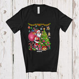 MacnyStore - Personalized Custom Name Pink Santa With Christmas Tree; Lovely X-mas Girl Women Family T-Shirt