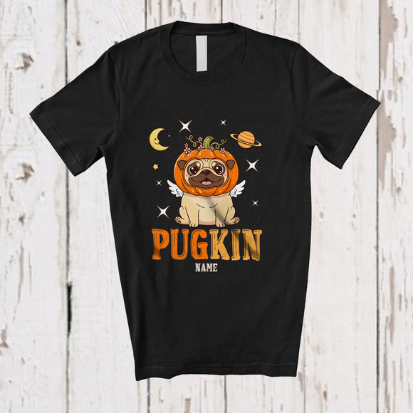 MacnyStore - Personalized Custom Name Pugkin; Adorable Thanksgiving Pug Pumpkin Face; Family Group T-Shirt