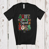 MacnyStore - Personalized Custom Name Aunt Christmas Squad 2026; Joyful Leopard Plaid Santa Face Family T-Shirt