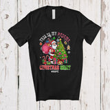 MacnyStore - Personalized Custom Name My Pajama Christmas Shirt; Lovely Pink Santa With X-mas Tree T-Shirt