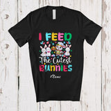 MacnyStore - Personalized Custom Name I Feed The Cutest Bunnies; Lovely Easter Flowers Bunny Lunch Lady; Jobs Proud T-Shirt