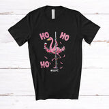 MacnyStore - Personalized Custom Name 3Ho; Sarcastic Christmas Lights Flamingo Dancing Dancer Drinking Wine T-Shirt