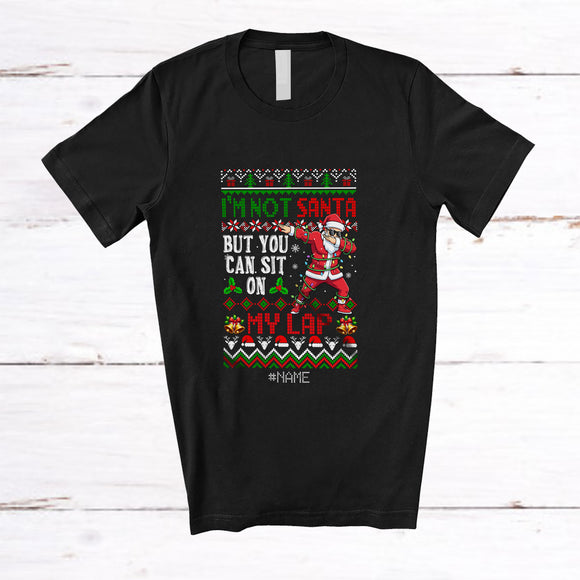 MacnyStore - Personalized Custom Name Not Santa But You Can Sit On My Lap; Joyful Christmas Sweater Dabbing Santa T-Shirt