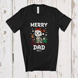 MacnyStore - Personalized Custom Name Merry Christmas Dad; Lovely Lights Santa Cat Owner Family T-Shirt