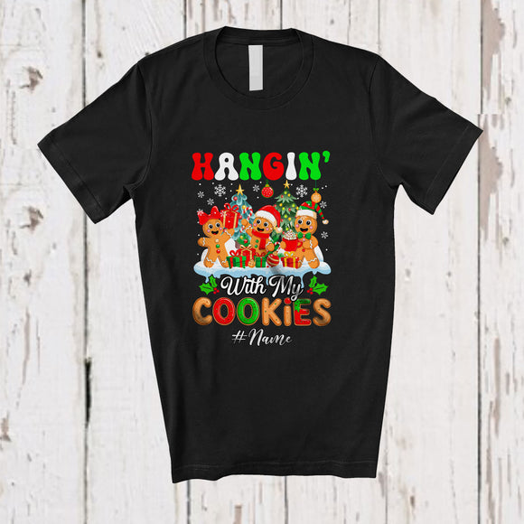 MacnyStore - Personalized Custom Name Hangin' With My Cookies; Lovely Christmas Tree Three Gingerbread T-Shirt