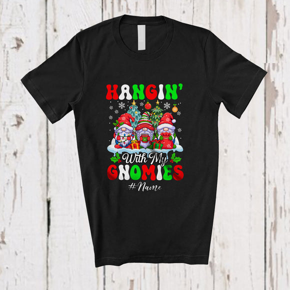 MacnyStore - Personalized Custom Name Hangin' With My Gnomies; Lovely Christmas Three Gnomes Lover; Family T-Shirt