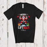 MacnyStore - Personalized Custom Name Merry Liftmas; Humorous Christmas Santa Weightlifting Workout T-Shirt