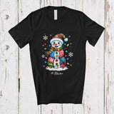 MacnyStore - Personalized Custom Name Snowman Plaid With X-mas Lights; Amazing Christmas Snowing Family T-Shirt