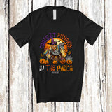 MacnyStore - Personalized Custom Name Coolest Pumpkin In Patch; Joyful Halloween Pumpkin Riding Skeleton Unicorn T-Shirt