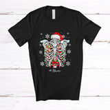 MacnyStore - Personalized Custom Name Candy Cane Rib Cage; Humorous Christmas Lights Santa Skeleton X-Ray T-Shirt