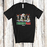 MacnyStore - Personalized Custom Name Friendsmas; Merry Christmas Lights Four Mule Cow Farm Farmer T-Shirt