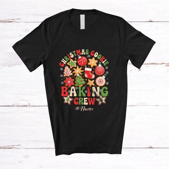 MacnyStore - Personalized Custom Name Christmas Cookie Baking Crew; Lovely X-mas Retro Holiday Baker T-Shirt