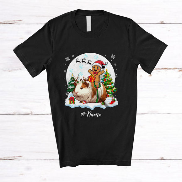 MacnyStore - Personalized Custom Name Santa Gingerbread Man Riding Guinea Pig; Awesome Christmas Moon Baker T-Shirt