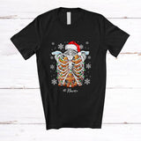MacnyStore - Personalized Custom Name Gingerbread Rib Cage; Humorous Christmas Lights Santa Skeleton X-Ray T-Shirt