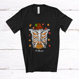 MacnyStore - Personalized Custom Name Pumpkin Pie Rib Cage; Humorous Thanksgiving Skeleton X-Ray Pilgrim T-Shirt