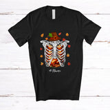 MacnyStore - Personalized Custom Name Roast Turkey Rib Cage; Humorous Thanksgiving Skeleton X-Ray Pilgrim T-Shirt