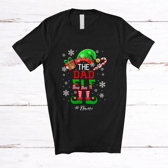 MacnyStore - Personalized Custom Name The Dad Elf; Wonderful Christmas Pajama Family; Elf Candy Canes T-Shirt