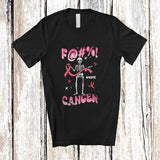 MacnyStore - Personalized Custom Name Fuck Cancer; Sarcastic Breast Cancer Awareness Pink Skeleton T-Shirt