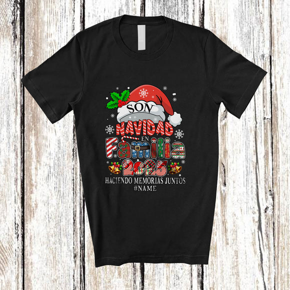 MacnyStore - Personalized Custom Name Son Navidad Family 2025; Awesome Christmas Santa Mexican Group T-Shirt