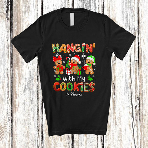 MacnyStore - Personalized Custom Name Hangin' With My Cookies; Amazing Christmas Three X-mas Gingerbreads T-Shirt