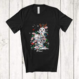MacnyStore - Personalized Custom Name Bunny Reindeer Christmas Tree; Joyful X-mas Lights Animal Owner T-Shirt