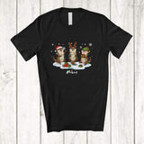 MacnyStore - Personalized Custom Name Three Santa Elf Otter Snowing; Lovely Christmas Lights Sea Animal T-Shirt