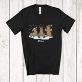 MacnyStore - Personalized Custom Name Three Santa Elf Sea Lion Snowing; Lovely Christmas Lights Sea Animal T-Shirt