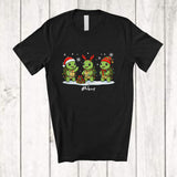 MacnyStore - Personalized Custom Name Three Santa Elf Turtle Snowing; Lovely Christmas Lights Sea Animal T-Shirt