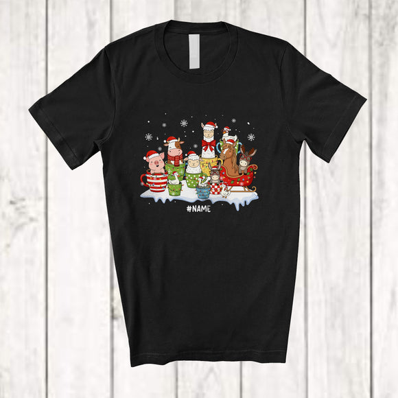 MacnyStore - Personalized Custom Name Farm Animals Coffee; Lovely Christmas Santa Cow Sheep Llama Farmer T-Shirt