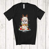 MacnyStore - Personalized Custom Name Hamster Reindeer Christmas Tree; Joyful X-mas Lights Animal Owner T-Shirt