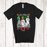 MacnyStore - Personalized Custom Name Want A Cat For Christmas; Amazing X-mas Tree Santa Cat Animal T-Shirt