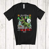 MacnyStore - Personalized Custom Name Want A T-Rex For Christmas; Amazing X-mas Tree Santa Dinosaur T-Shirt