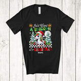 MacnyStore - Personalized Custom Name Want A Unicorn For Christmas; Amazing X-mas Tree Santa Unicorn T-Shirt