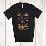 MacnyStore - Personalized Custom Name Dia De Los Muertos; Lovely Floral Sugar Skull Giraffe Mexican Zoo Animal T-Shirt