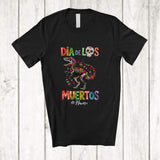 MacnyStore - Personalized Custom Name Dia De Los Muertos; Lovely Floral Sugar Skull T-Rex Lover Mexican T-Shirt
