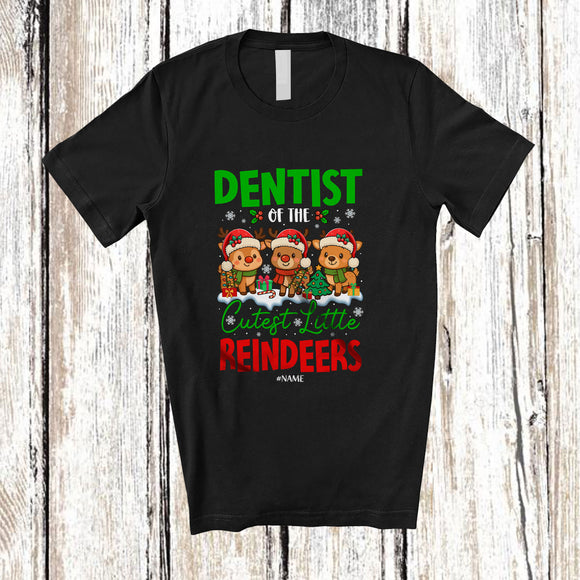 MacnyStore - Personalized Custom Name Dentist Of Cutest Reindeers; Lovely Christmas Three Reindeers Jobs T-Shirt