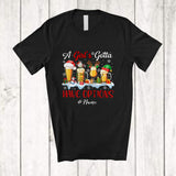 MacnyStore - Personalized Custom Name Girl's Gotta Have Options; Humorous Christmas Beer Snowing Drinking T-Shirt