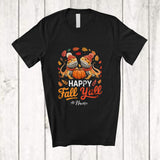 MacnyStore - Personalized Custom Name Happy Fall Y'all; Lovely Thanksgiving Couple Pilgrim Bearded Dragon Pumpkin T-Shirt