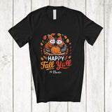 MacnyStore - Personalized Custom Name Happy Fall Y'all; Awesome Thanksgiving Couple Pilgrim Opossum Pumpkin T-Shirt