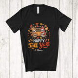 MacnyStore - Personalized Custom Name Happy Fall Y'all; Awesome Thanksgiving Couple Pilgrim Sloth Pumpkin T-Shirt