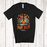 MacnyStore - Personalized Custom Name Happy Fall Y'all; Awesome Thanksgiving Couple Pilgrim Turtle Pumpkin T-Shirt