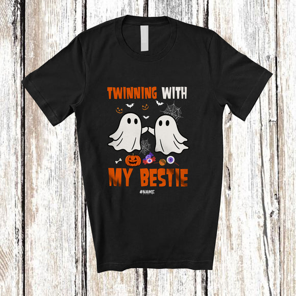 MacnyStore - Personalized Custom Name Twinning With My Bestie; Adorable Halloween Twin Boo; Family T-Shirt