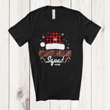 MacnyStore - Personalized Custom Name Christmas Squad; Amusing Leopard Red Plaid Santa; Pajama Family T-Shirt
