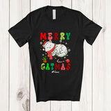 MacnyStore - Personalized Custom Name Merry Catmas; Adorable Christmas Lights Sleeping Santa Cat Lover T-Shirt