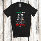 MacnyStore - Personalized Custom Name Twinning With My Bestie; Adorable Halloween Twin Skeleton; Family T-Shirt