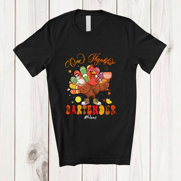 MacnyStore - Personalized Custom Name One Thankful Bartender; Lovely Thanksgiving Turkey Proud Job T-Shirt